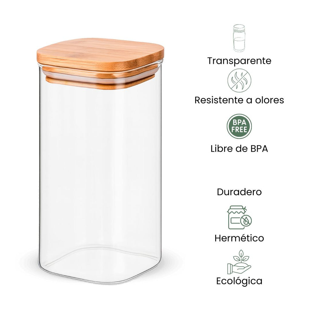 Fair Envases de Vidrio Tapa Bambú 1000ml