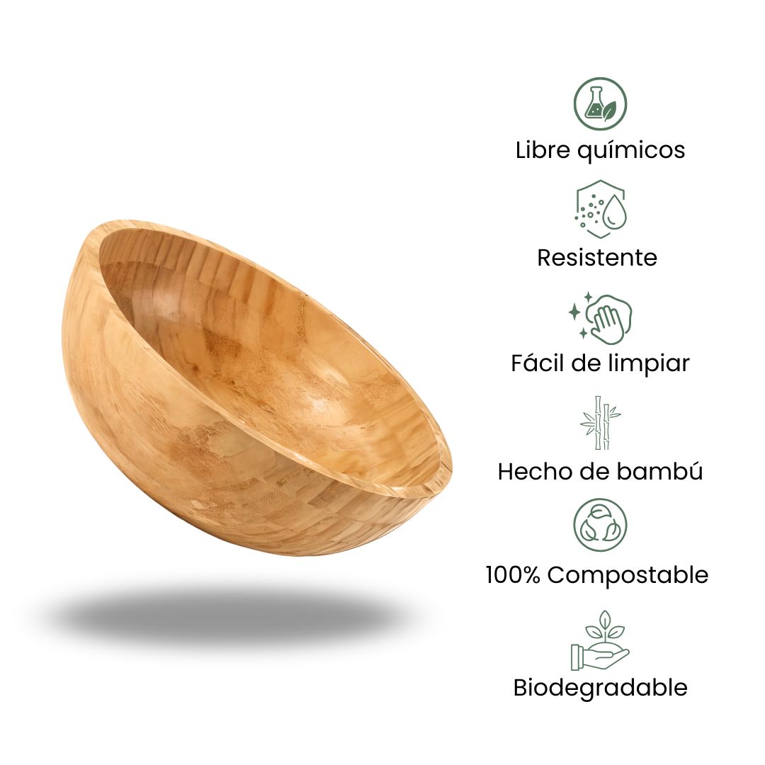 Fair Bowl Redondo de Bambú Ecosazon 25x8cm Imagen secundaria del producto