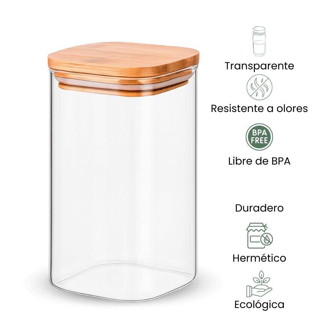Fair Envases de Vidrio Tapa Bambú 1000ml