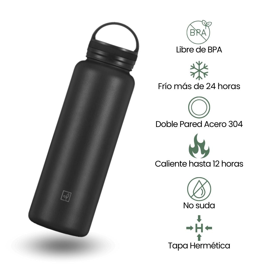 Fair Botella Sport Térmica de Acero Inoxidable 1200ML Negra