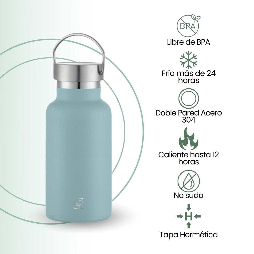 Fair Botella Térmica Camping de Acero Inoxidable con Tapa de Bambú 350ML