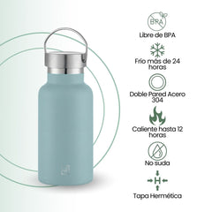 Fair Botella Térmica Camping de Acero Inoxidable con Tapa de Bambú 350ML
