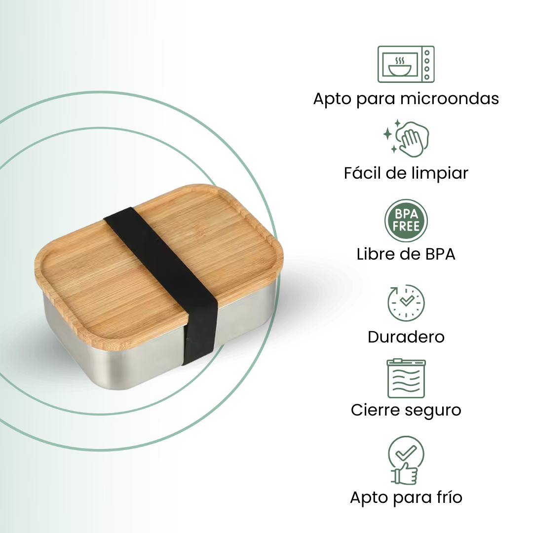 Fair Lonchera de Acero inoxidable Tapa de Bambú
