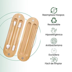 Fair Cotonetes Reutilizables con Estuche de Bambú
