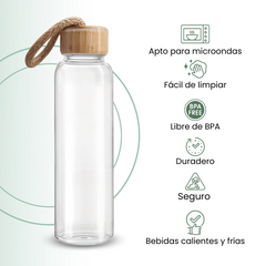 Fair Botella de Vidrio Tapa Bambú Econosip  500ml