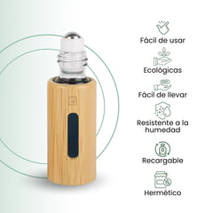 Fair Contenedor de Bambú para Perfume 3ml con Envase Interno de Vidrio