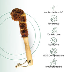 Fair Cepillo de Bambú para Botellas y Vasos