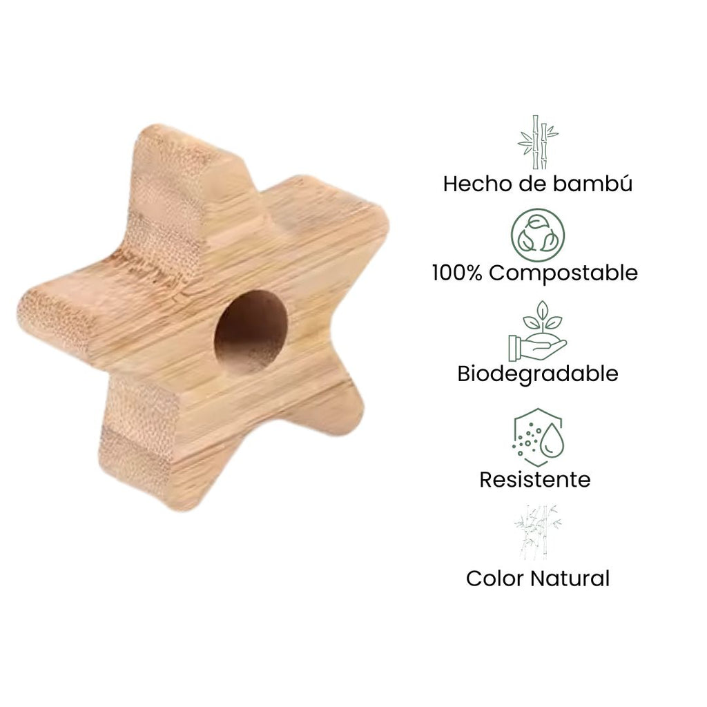 Fair Portacepillo de Bambú con Forma de Estrella