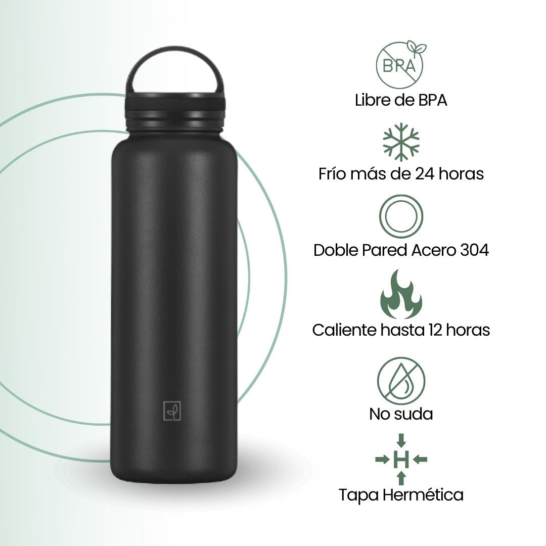 Fair Botella Sport Térmica de Acero Inoxidable 1200ML Negra