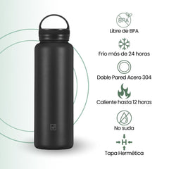 Fair Botella Sport Térmica de Acero Inoxidable 1200ML Negra