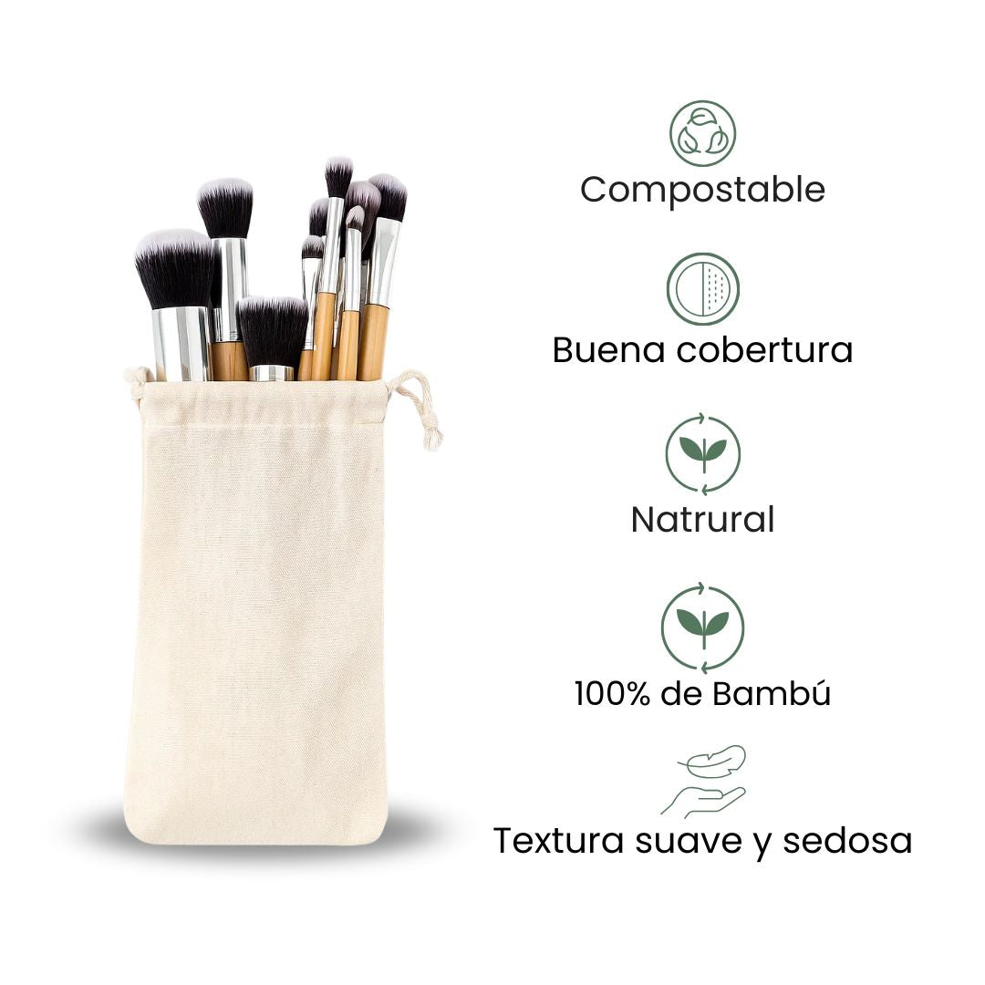 Fair Set de Brochas de Maquillaje de Bambú 11pcs Estilo y