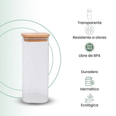 Fair Envases de Vidrio Tapa Bambú 1800ml