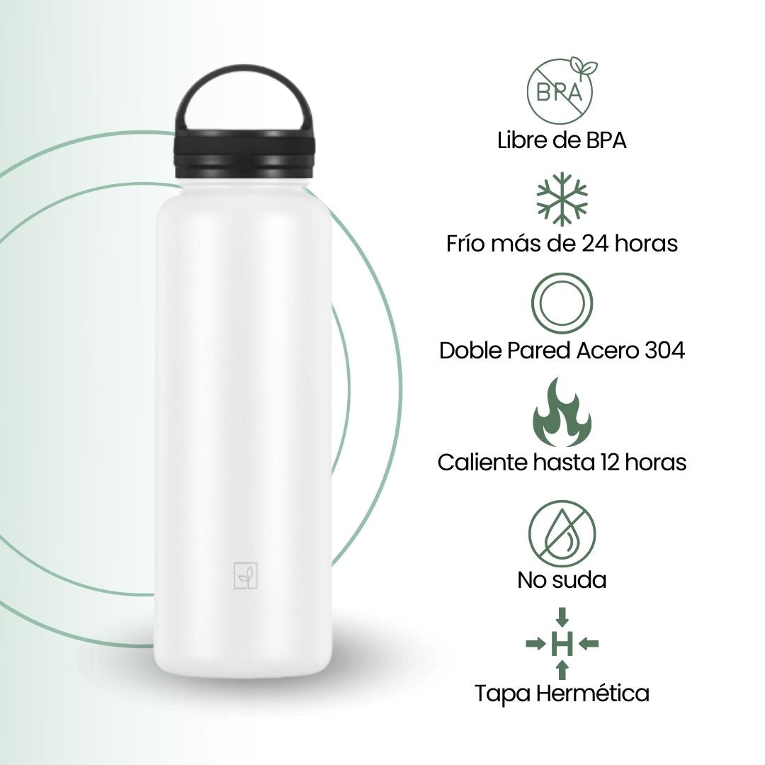 Fair Botella Sport Térmica de Acero Inoxidable 1200ML Blanco