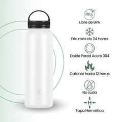 Fair Botella Sport Térmica de Acero Inoxidable 1200ML Blanco