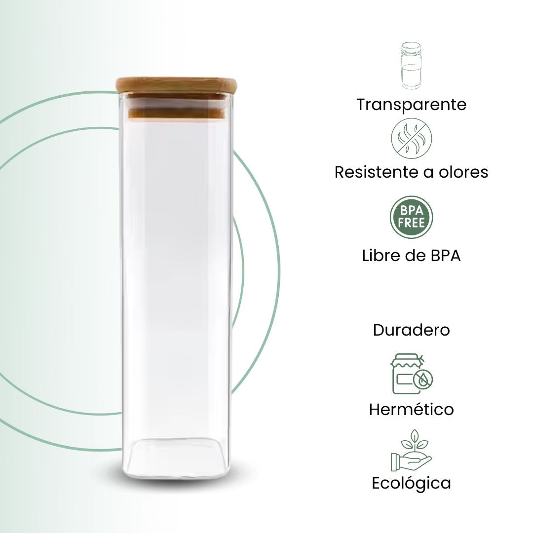 Fair Envases de Vidrio Tapa Bambú 2400ml