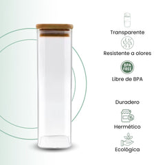 Fair Envases de Vidrio Tapa Bambú 2400ml