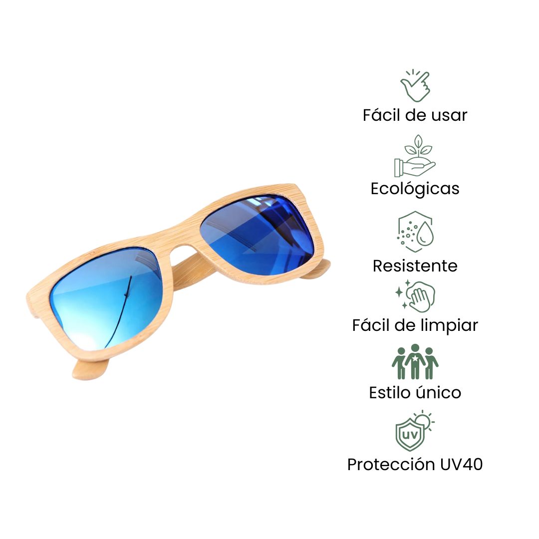 Fair Gafas De Bambú Original Protección UV 400 Celeste Imagen secundaria del producto