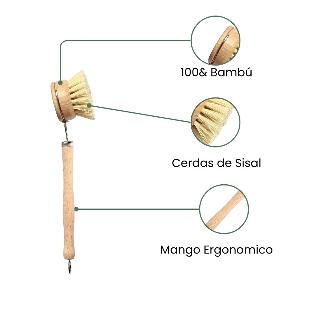 Fair Cepillo Lavaplatos de Bambú y Cerdas de sisal