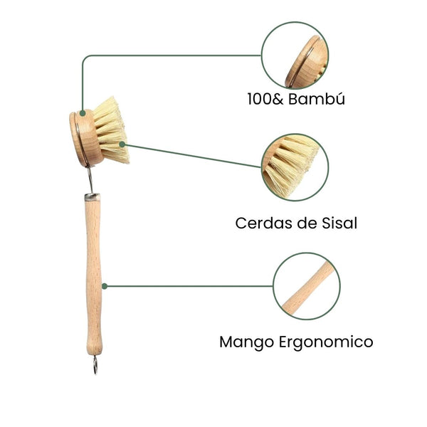 Fair Cepillo Lavaplatos de Bambú y Cerdas de sisal