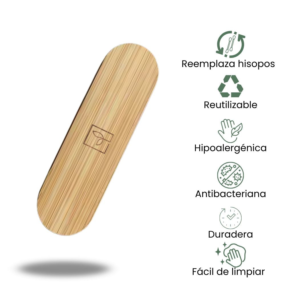 Fair Cotonetes Reutilizables con Estuche de Bambú Imagen secundaria del producto
