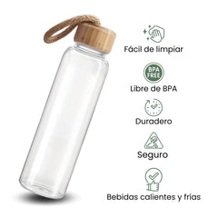 Fair Botella de Vidrio Tapa Bambú Econosip  500ml
