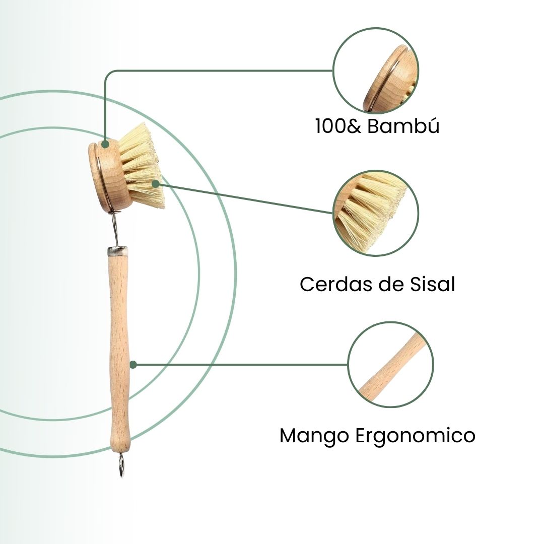 Fair Cepillo Lavaplatos de Bambú y Cerdas de sisal