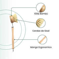 Fair Cepillo Lavaplatos de Bambú y Cerdas de sisal