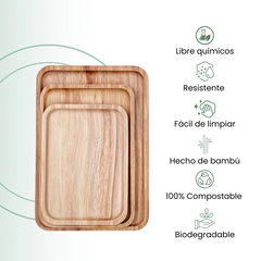 Fair Juego de Platos de Bambú de Cena Rectangular