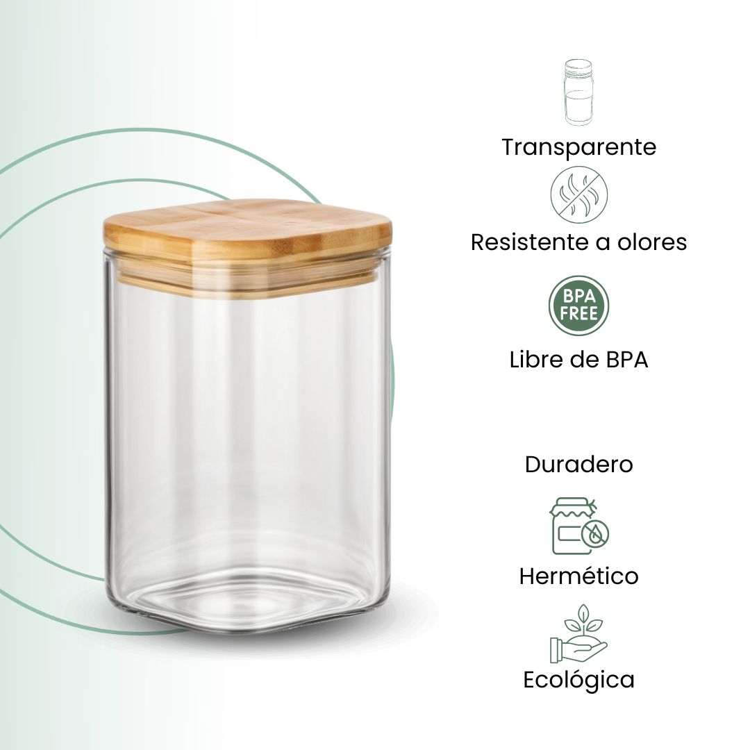 Fair Envases de Vidrio Tapa Bambú 800ml
