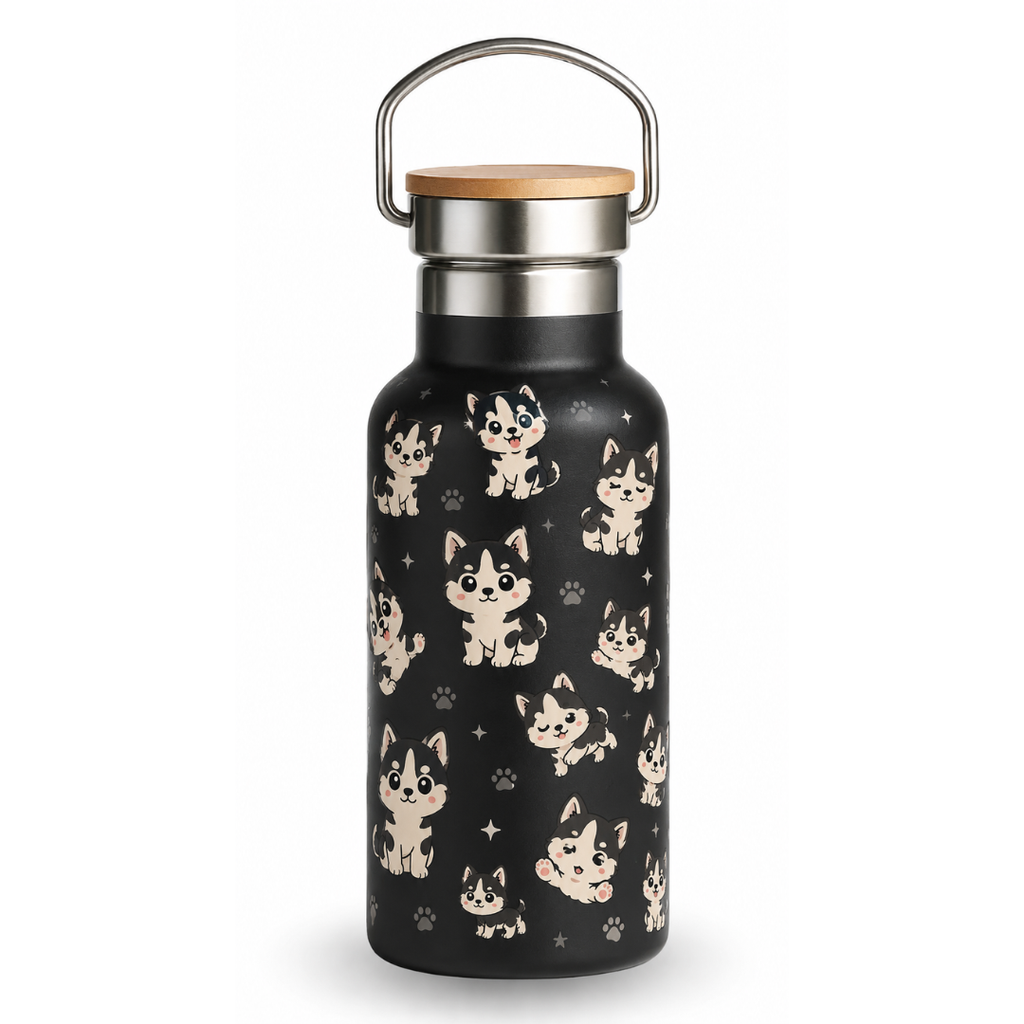 Fair Botella Térmica Camping de Acero Inoxidable con Tapa de Bambú 350ML Diseños