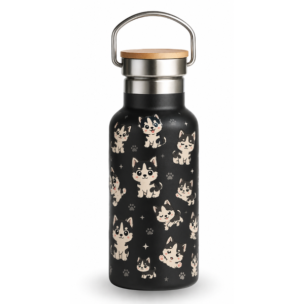 Fair Botella Térmica Camping de Acero Inoxidable con Tapa de Bambú 350ML Diseños