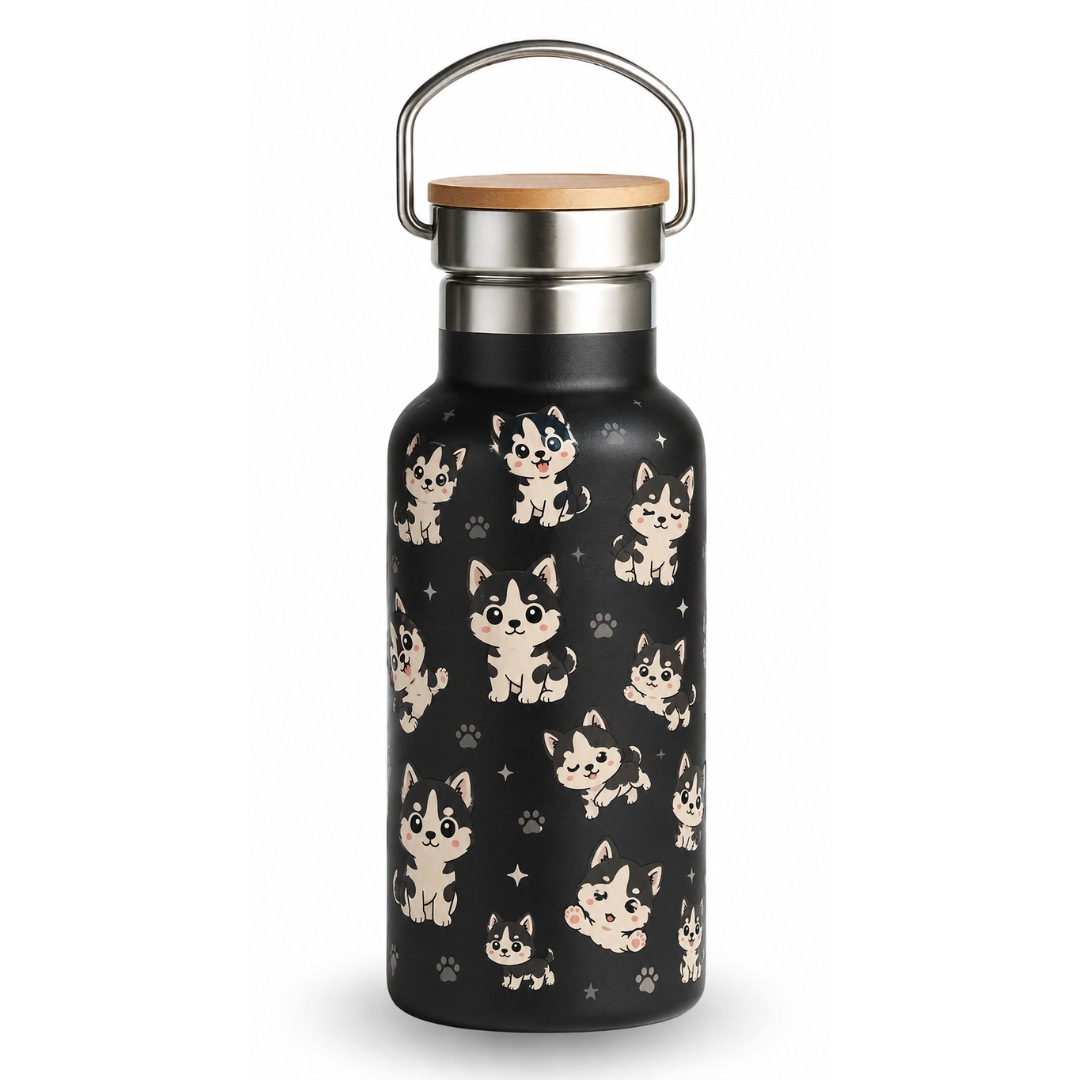 Fair Botella Térmica Camping de Acero Inoxidable con Tapa de Bambú 350ML Diseños