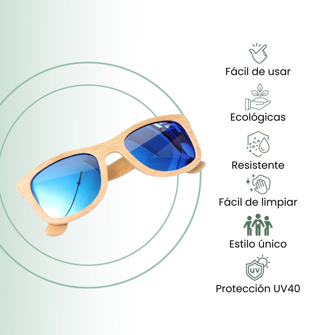 Fair Gafas De Bambú Original Protección UV 400 Celeste