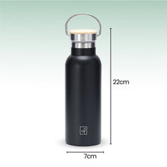 Fair Botella Térmica Camping de acero inoxidable con tapa de bambú 500ML (Medio Litro)