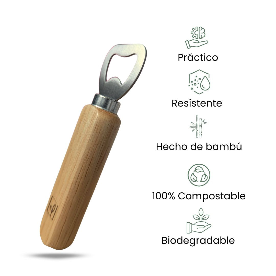 Fair Abridor de Botellas de Bambú Imagen secundaria del producto
