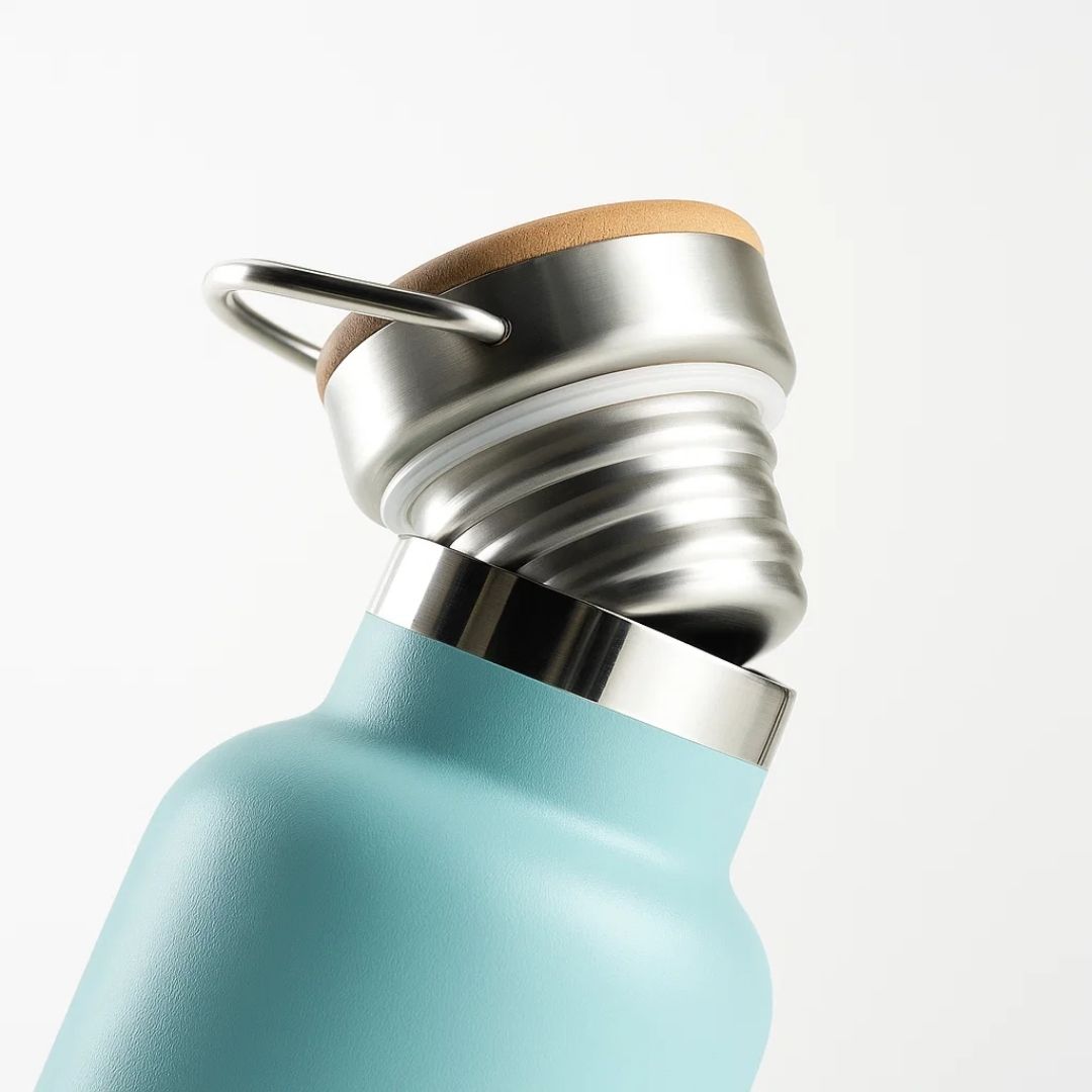 Fair Botella Térmica Camping de acero inoxidable con tapa de bambú 500ML (Medio Litro) SIN LOGO