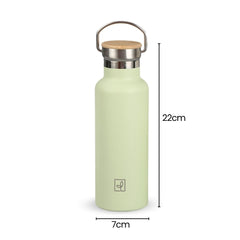 Fair Botella Térmica Camping de acero inoxidable con tapa de bambú 500ML (Medio Litro)