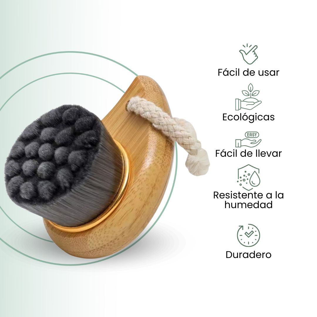 Fair Cepillo Masajeador y Limpiador Nano Pequeño Facial con Mango de Bambú