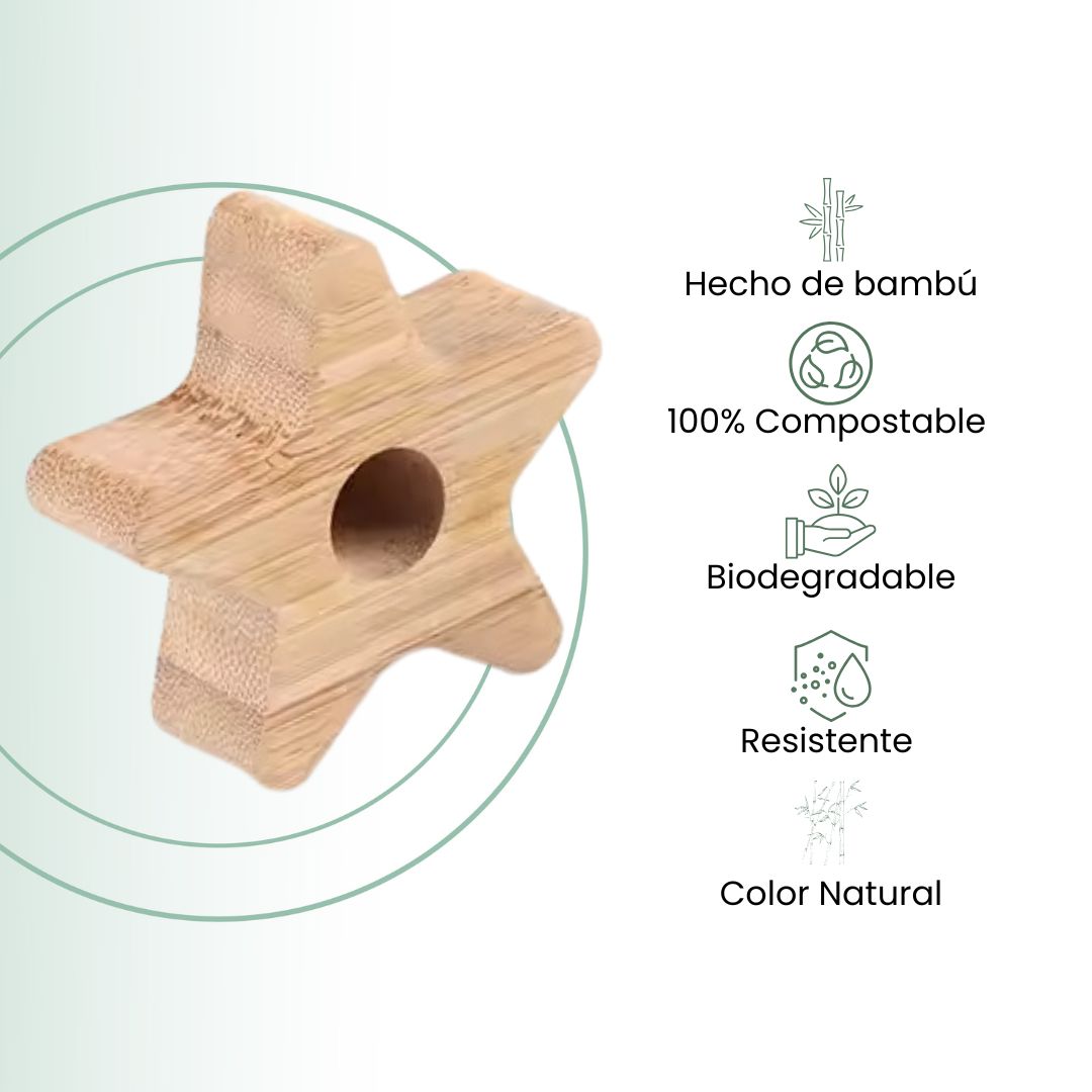 Fair Portacepillo de Bambú con Forma de Estrella
