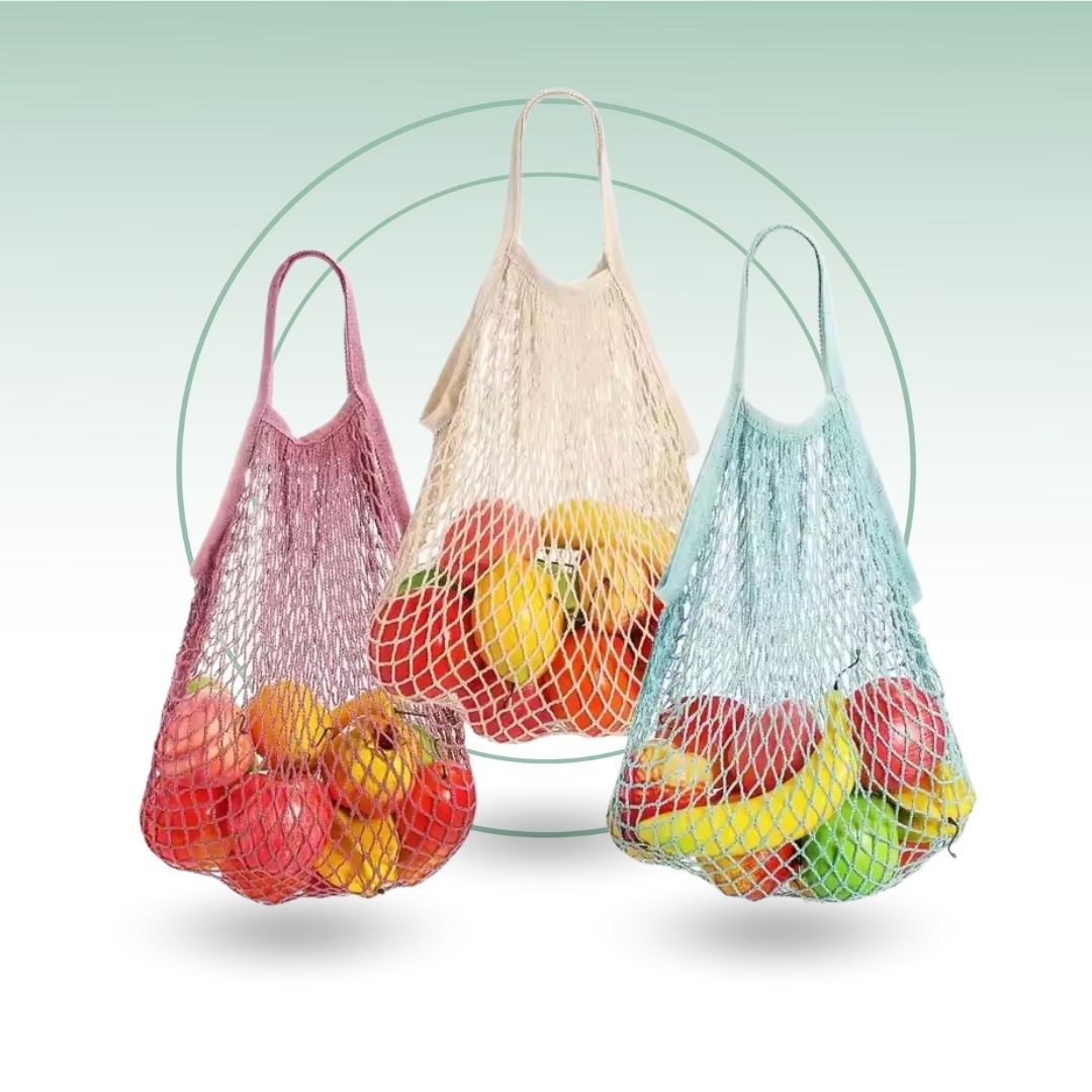 Fair Bolso Malla de Algodón para Frutas y Verduras Reutilizables