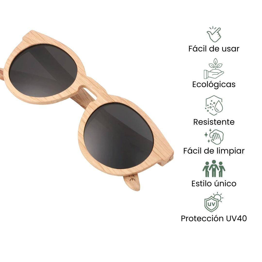 Fair Gafas De Bambú Aviador Protección UV 400 Negro Imagen secundaria del producto