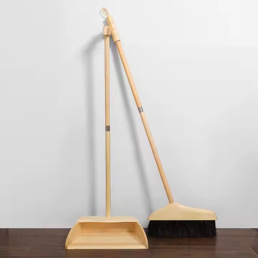 Fair Escoba de Madera Plegable con Recogedor