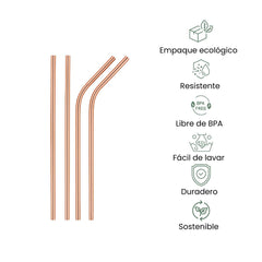 Fair Set de sorbetes reutilzables de acero inoxidable