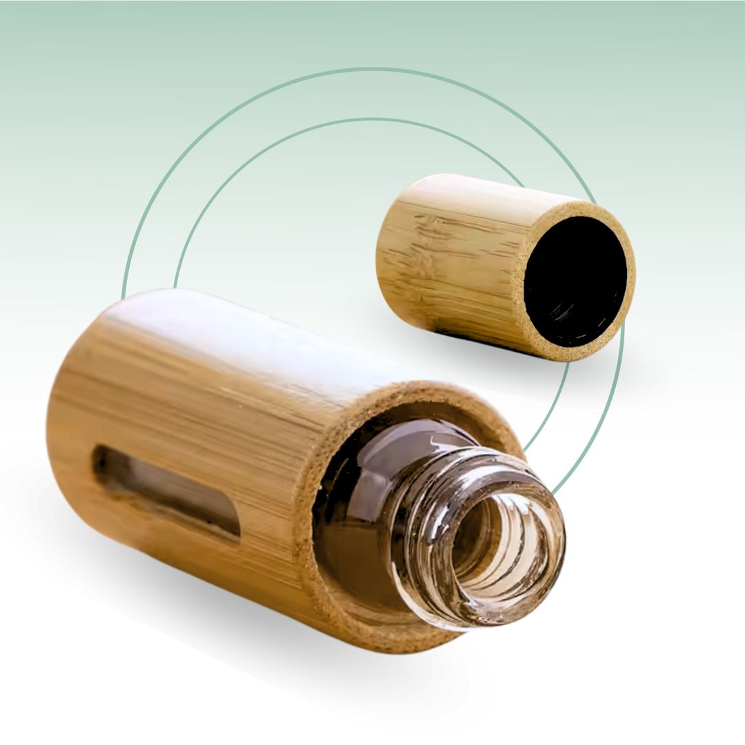 Fair Contenedor de Bambú para Perfume 3ml con Envase Interno de Vidrio