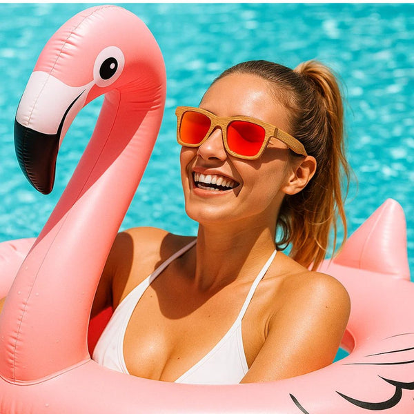 Fair Gafas De Bambú Original Protección UV 400 Rojo