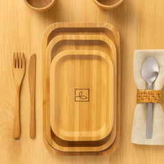 Fair Juego de Platos de Bambú de Cena Rectangular