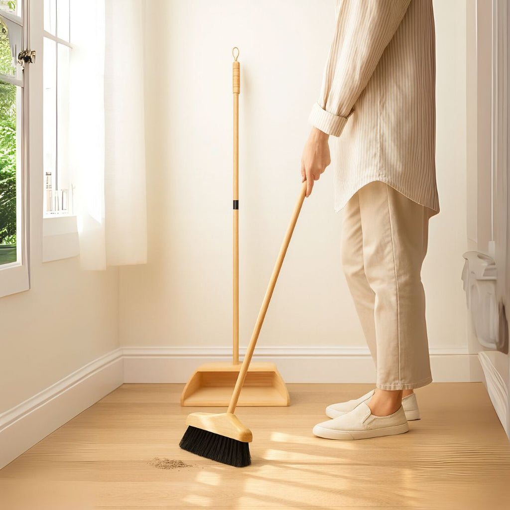 Fair Escoba de Madera Plegable con Recogedor