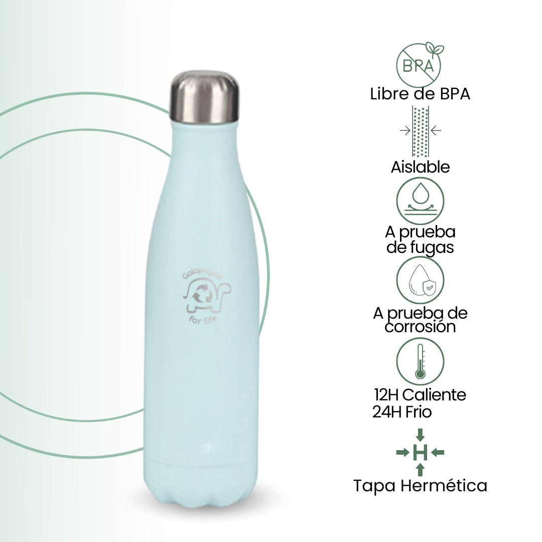 Fair Botella Cola Térmica de Acero Inoxidable 500ML (Medio litro) PERSONALIZABLE SIN LOGO FAIR