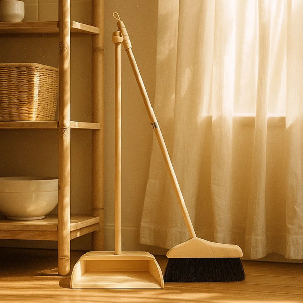 Fair Escoba de Madera Plegable con Recogedor