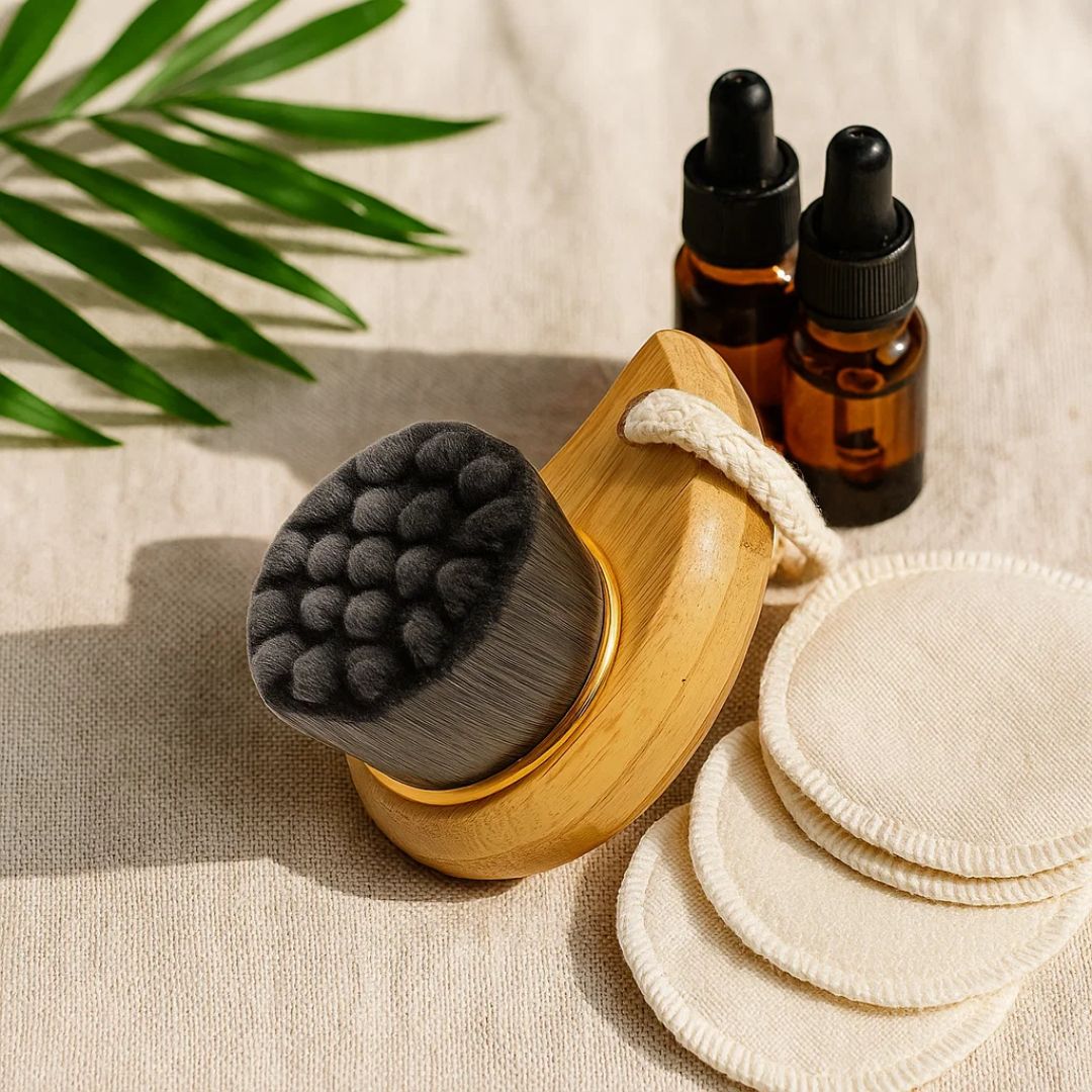 Fair Cepillo Masajeador y Limpiador Nano Pequeño Facial con Mango de Bambú